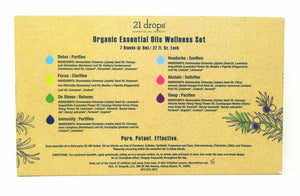 21 Drops Essential Oil Therapy Organic Essential Oils Wellness Set, New