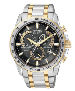 Citizen AT4109-54E Eco-Drive Men's 43mm Silver / Rose Tone Atomic Watch