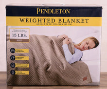 Load image into Gallery viewer, NEW Pendleton Weighted Blanket 48x72 Therapeutic 400TC Cotton Fabric 15 lb Beige