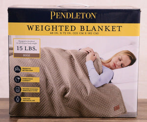 NEW Pendleton Weighted Blanket 48x72 Therapeutic 400TC Cotton Fabric 15 lb Beige