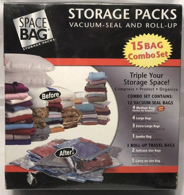 Space Bags 15 Bag Combo Set New Sealed Compress Protect Organize Made in USA