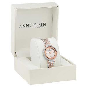 NEW Anne Klein New York 12/2303SVRT Two-Tone Brass Swarovski Crystal Watch