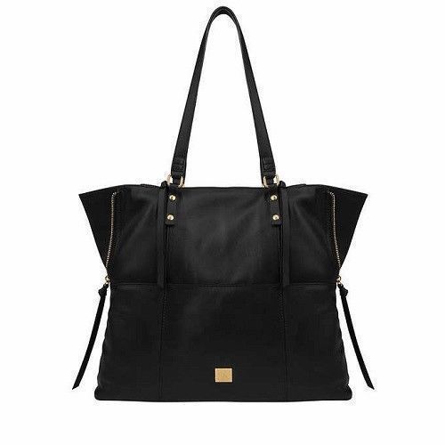 KOOBA Black Genuine Leather Tote Large Women's Handbag Shoulder Purse AUTHENTIC free shipping