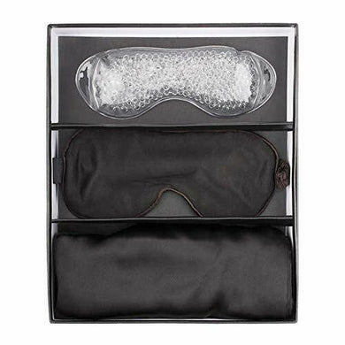 Night Beauty Sleep Kit Silk Pillowcase-Cooling Gel-Eye Mask New Open Box