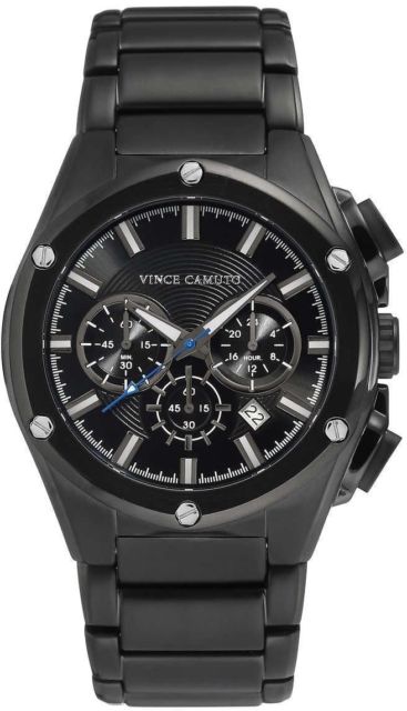 Vince Camuto Men's VC/1065BKBK Multi-Function Dial Black Bracelet Watch